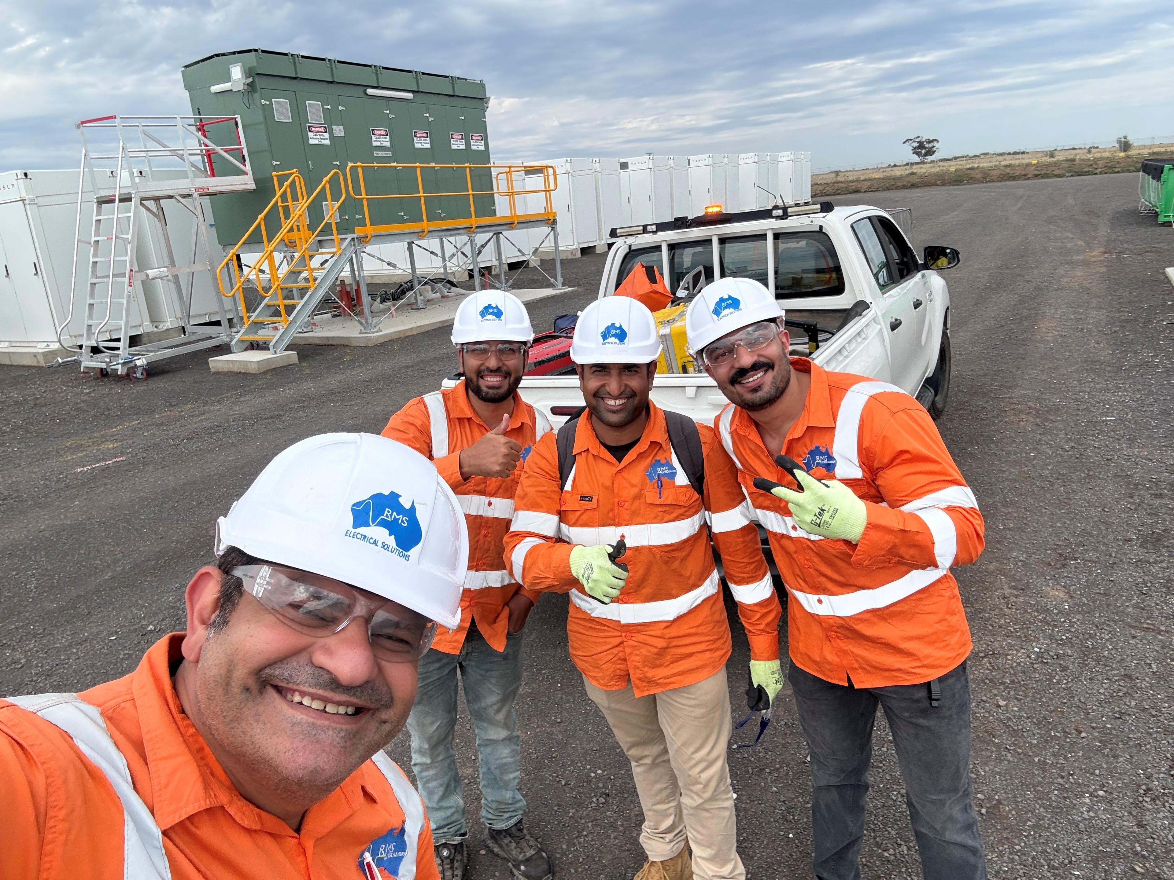 RMS-ES field engineers on site at a battery storage facility